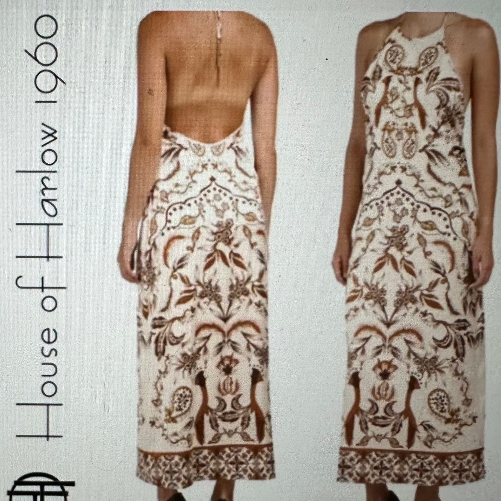 House Of Harllow  1960 Satin Tropical Maxi Dress. NWOT - Picture 2 of 8